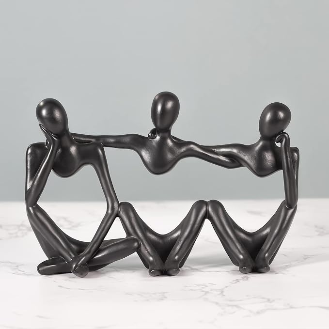 BMLCGJ Thinker Statue Gold Decor Abstract Art Sculpture, Golden Resin Collectible Figurines for Home Living Room Office Shelf Decoration,Great Gifts Ideas (Conjoined Body-Black)