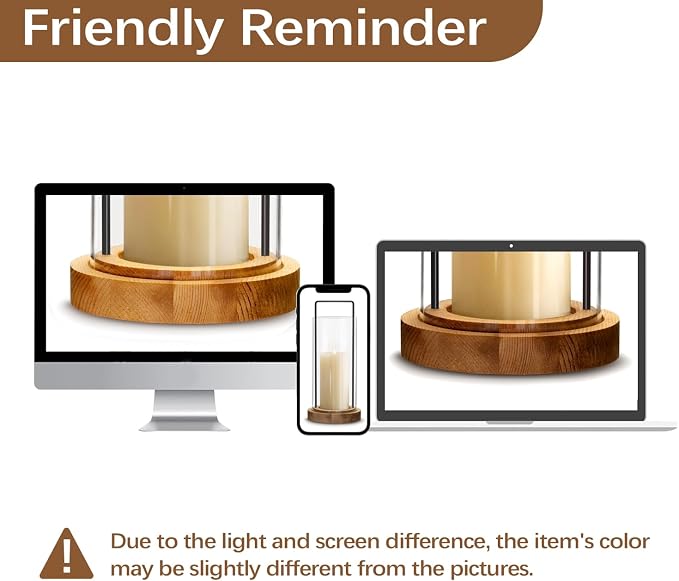 Houmury Farmhouse Candle Holder Decor Boho Glass Hurricane Lantern for Table Centerpieces Set of 2 Decorative Wood Metal Candle Holders for Living Room Dining Patio Home Decoration (Brown)