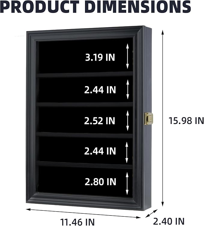 11.5 X 16 Pin Display Case Medal Shadow Box with 98% UV Protection for Military Medals, Beach Tags, Jewelry Pins, Pin Gift, Insignia Ribbons Memorabilia (Black Finish)