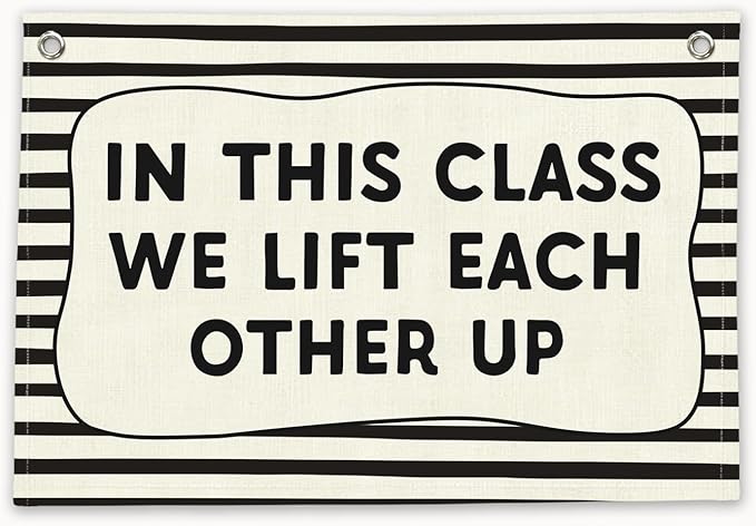 RTXLEZM Classroom Decor, in This Class We Lift Each Other up Canvas Banner Wall Hanging, Inspirational Wall Art Prints for Middle High School Classroom Decor, 20x30 Inch