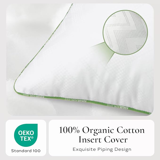 Ashler Home Deco 18x18 Pillows Insert (Set of 2) - Throw Pillow Inserts with 100% Cotton Cover - 18 Inch Square Interior Sofa Stuffer Pillow Inserts -Decorative White Couch Pillow