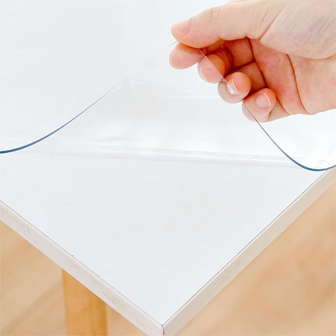 24 x 54 Inch Clear Table Cover Protector, Clear Table Protector for Dining Room Table, 1.5mm Plastic Table Cover, Waterproof Table Pad for Kitchen, Office