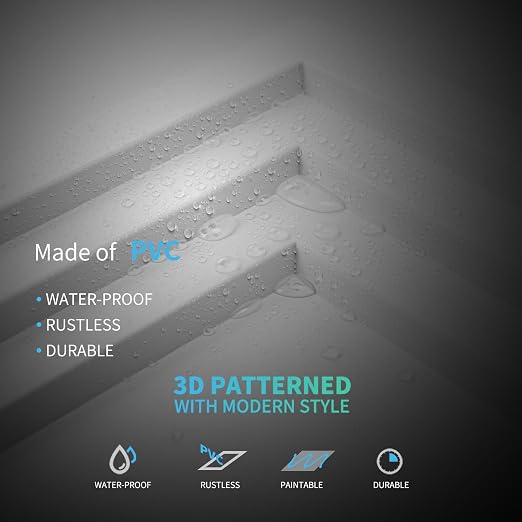 Art3d 12-Pack 24×24 Inch PVC Waterproof Drop Ceiling Tiles for Home Décor - 2x2 ft 3D Modern Ceiling Panel for Suspended Grid, White