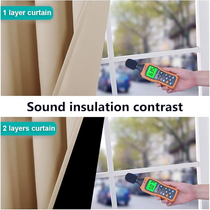 NICETOWN Thermal Insulated 100% Blackout Curtains, Biscotti Beige, 1 Pair, 52 inches x 102 inches, Sound Proof Drapes with Black Backing, Full Light Blocking Panels for Patio Sliding Door