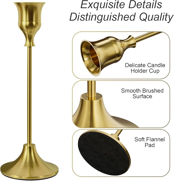 NLBTW Brass Gpld Taper Candle Holders Bulk | Set of 54 Vintage Candle Sticks Holder Decor Home Decor Centerpieces for Table Festive Wedding Decorations