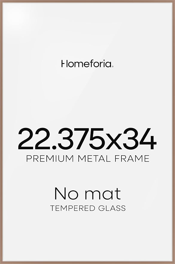 Homeforia 22.375x34 Mocha Puzzle Frame, High End Metal 22.375 by 34 Picture Frames without Mat, 34 x 22.375 Thin Poster Frame for Wall, 22.375by34 Puzzle Photo Frame, Tempered Glass, Wall Kit, Set of 1