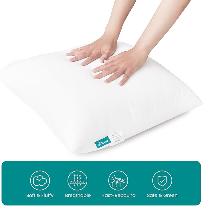 Oubonun 26 x 26 Throw Pillow Inserts - Soft, Plush & Decorative Down Alternative Pillows for Couch Sofa Bed, Machine Washable - White, Pack of 2