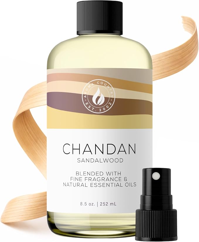 Aroma Country Chandan Luxury Diffuser Oil Refill (8.5 Fl Oz) | Hotel-Inspired • Long-Lasting Home Fragrance • for Aromatherapy, Reed Diffusers, Diffuser Machines & Room Sprays