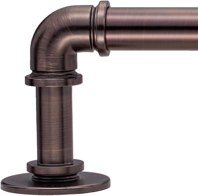Industrial Curtain Rods 18 to 120 in,Wrap Around Rods, Adjustable Curtain Pole,1 in Diameter Pipe Wall or Ceiling Mounted,for Living Room(Brushed Crimson Black18” to 120”)