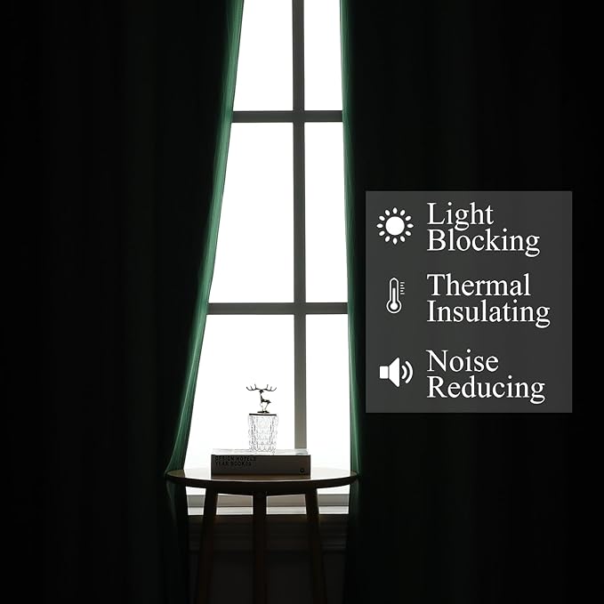 Estelar Textiler Black and Green Ombre Blackout Curtains 45 Inches Long, Full Room Darkening Gradient Drapes for Bedroom, Thermal Insulated Grommet Curtains for Short Window,52Wx45L,2 Panels