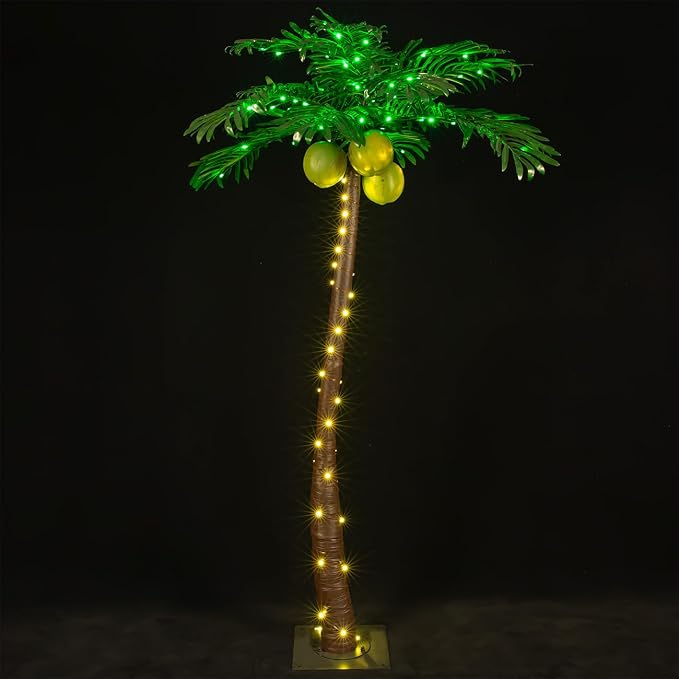 TYBEEU 5ft Lighted Palm Tree with 136 LED Lights & Glowing Coconuts | Dimmable | Decorative Artificial Tree | Indoor & Outdoor Use