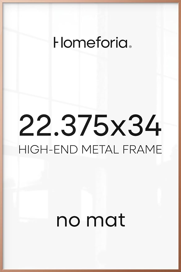 Homeforia 22.375x34 Rose Gold Puzzle Frame, High End Metal 22.375 x 34 Picture Frames without Mat, 34x22.375 Poster Frames for Wall, 22.375 by 34 Puzzle Photo Frame, Tempered Glass, Wall Kit, Set of 1