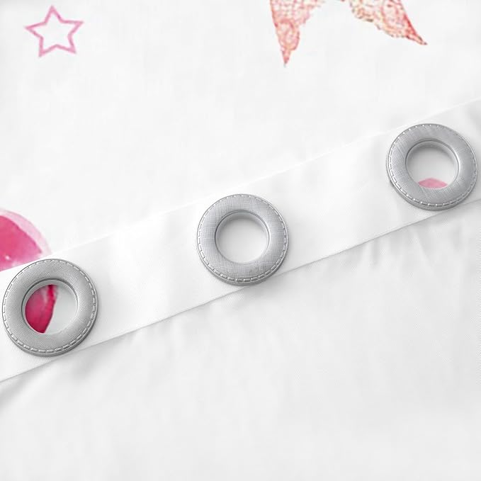 Erosebridal Pink Bow Kids Curtain Cherry Bow Girls 42" Wx84 L Window Curtain Cute Kawaii Bowknot Window Treatments Watercolor Star Ribbon Bow Tie 30%-50% Blackout Curtains for Bedroom