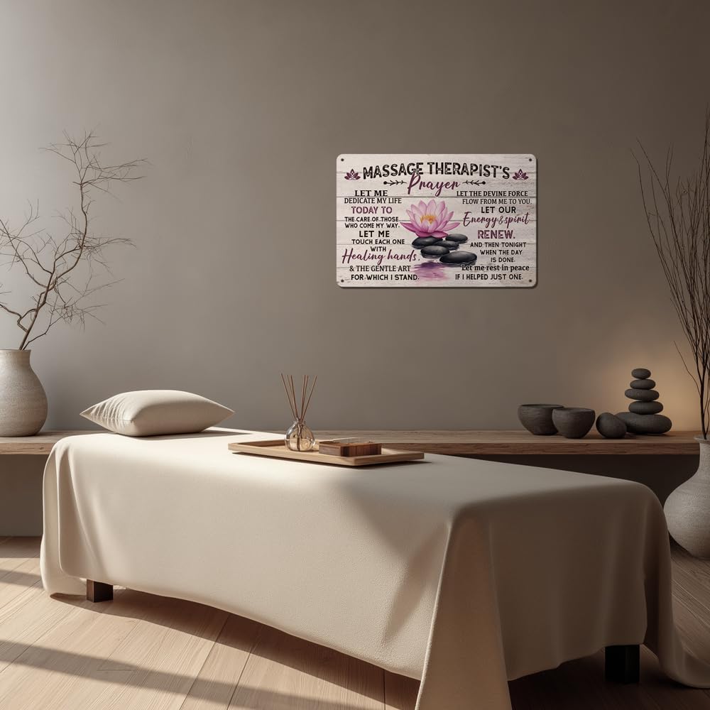 Heuhuww Massage Therapist Prayer Vintage Style Aluminum Sign for Home Office Room Wall Decor Therapist Gifts 8"x12"(H22)