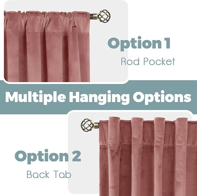 BGment Velvet Curtains 84 Inches for Living Room, Dusty Rose Pink Velvet Curtains Thermal Insulated Soundproof Room Darkening Luxury Drapes with Back Tab and Rod Pocket, 2 Panels, 60 x 84 Inch