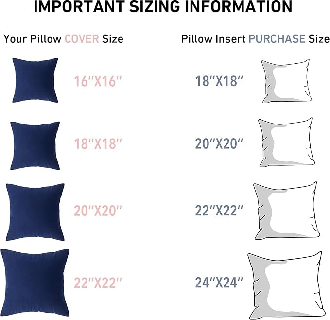Leeden 22 x 22 Pillow Inserts (Set of 4) - Throw Pillow Inserts with 100% Cotton Cover - 22 Inch Square Interior Sofa Pillow Inserts - Decorative Pillow Insert Pair - White Couch Pillow