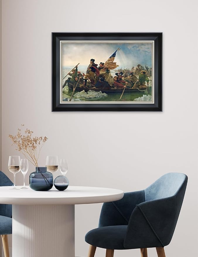 DECORARTS - Washington Crossing the Delaware by Emanuel Leutze. Giclee Prints on Canvas. Fine Art Reproduction with Framed Wall Art. Perfect for Wall Decor. Total Size w/Frame: 21.25x15.25