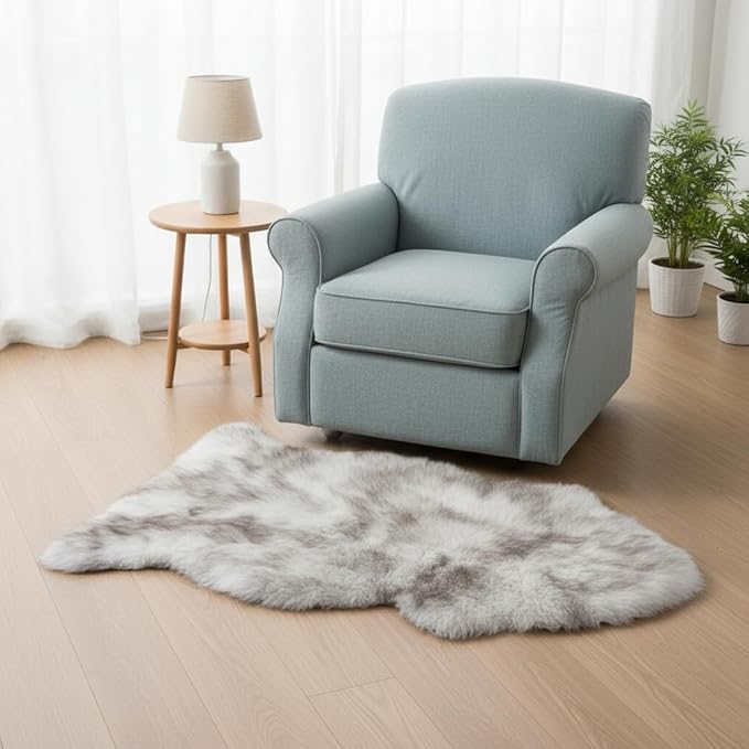 Super Area Rugs Premium Genuine Sheepskin Rug 2' x 3' Long Fur Soft & Natural Chair/Seat Cover Accent Rug, Wolf Tip Brown, Single Pelt