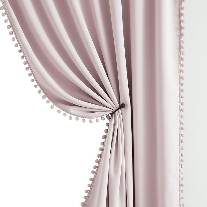 Treatmentex Blackout Window Curtains for Bedroom Pink Girls Room Curtains 54" Length Thermal Insulated Curtain Panels 52" W x 54" L 2 pcs Rod Pocket