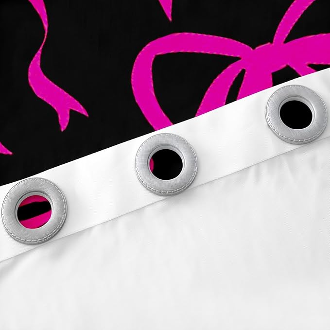 Feelyou Cute Bowknot Room Darkening Blackout Curtain Boys Girls (2 Panels, 38 x 54 Inch) Bow Curtains for Bedroom Living Room Pink Girls Bow Blackout Curtains Kawaii Bow Window Treatments