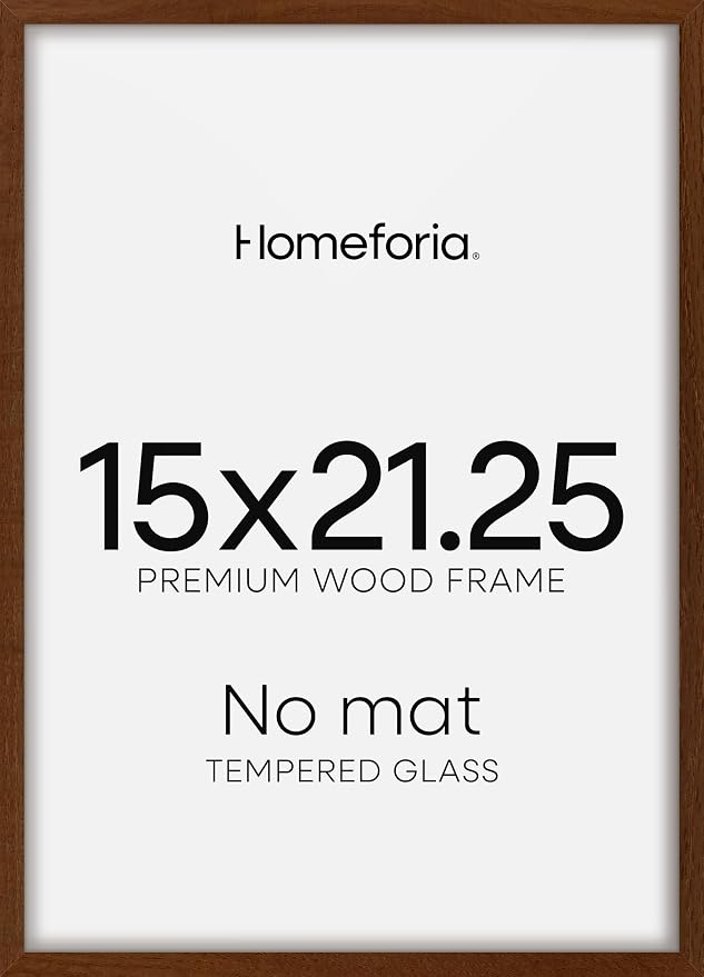Homeforia 15x21.25 Puzzle Frame Brown, High End Dark Oak 15 x 21.25 Picture Frame Wood without Mat, 21.25x15 Wooden Walnut Poster Frames for Wall, 15 by 21.25 Frame, Tempered Glass, Wall Kit, Set of 3