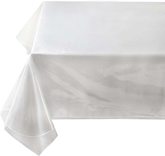 Benson Mills Heavy Duty Crystal Clear Plastic 100% Waterproof Tablecloth Protector, Vinyl PVC Table Cloth, Oil Spill Proof Wipe Clean Table Cover for Dining Tables (60" x 84" Rectangular/Oblong)
