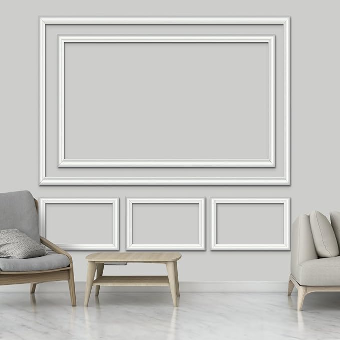 Pangda DIY Peel and Stick Wall Moulding Kit Flat Wall Molding Kit Pre Made Accent Wainscoting Panel for Home TV Interior Decor(the Heritage Collection)