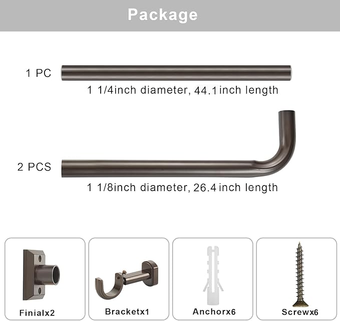 1 1/4 Diam Large Room Darkening Rods, 48-84Inch(4-7ft) Length Telescoping Wrap Around Curtain Rods For Bedroom Living Room Kitchen, Dark Bronze