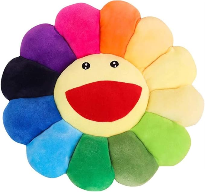 TEFU Flower Plush Pillow, Sunflower Soft Comfortable,Colorful,16.5in/42cm | Colorful Sunflower Plush Pillow—Perfect for Home, Bedroom, Stores, Restaurants, Decor, Seating