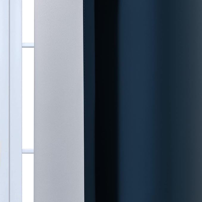 Yakamok Ombre Curtains Navy Blue and Greyish White for Living Room,52Wx96L | Room Darkening Curtains 96,Thermal Insulated Gradient Color Drape,Light Blocking Grommet Window Curtains for Bedroom,2 Panels