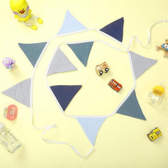 Oudain 2 Pcs Pennant Banner Flags Nursery Garland Triangle Bunting Flags Playroom Wall Decor Banner for Nursery Baby Shower Birthday Boho Wedding Party Event, Each 7.75 ft(Bright Color)