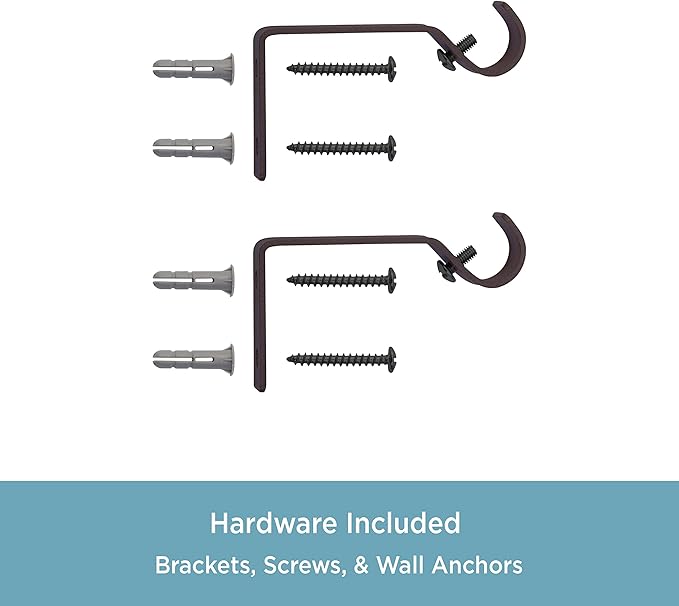 Kenney KN71712 Beckett Soft Square End Standard Decorative Window Curtain Rod, 28-48" Adjustable Length, Weathered Brown Finish, 5/8" Diameter Steel Tube, 1-Pack