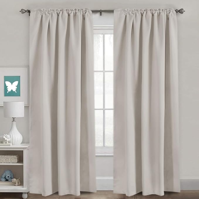 H.VERSAILTEX Blackout Curtains Thermal Insulated Window Treatment Panels Room Darkening Blackout Drapes for Living Room Back Tab/Rod Pocket Bedroom Draperies, 52 x 84 Inch, Stone, 2 Panels
