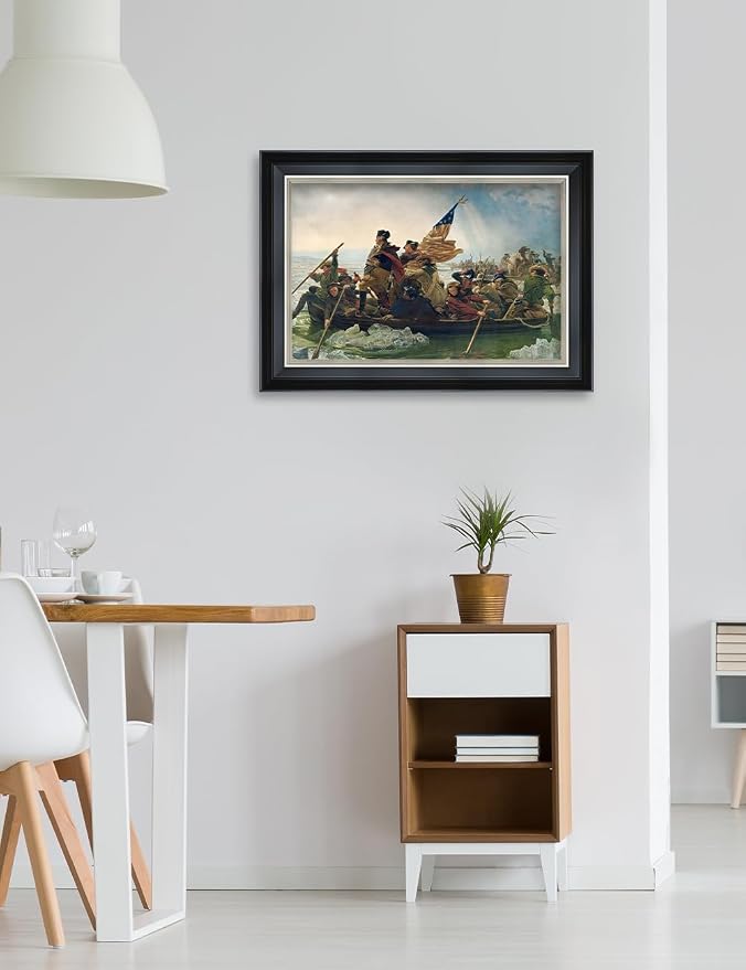 DECORARTS - Washington Crossing the Delaware by Emanuel Leutze. Giclee Prints on Canvas. Fine Art Reproduction with Framed Wall Art. Perfect for Wall Decor. Total Size w/Frame: 21.25x15.25