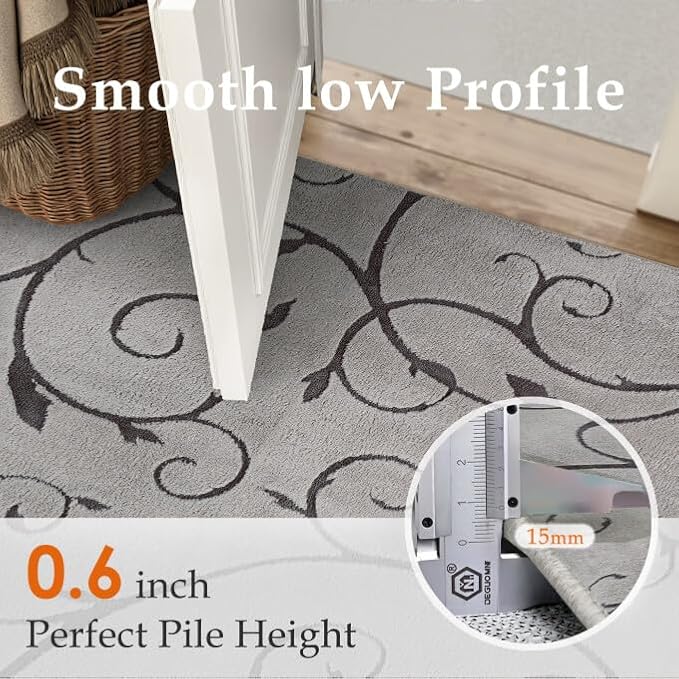 PureCozy Gray Washable Area Rug 4x6 Soft Shag Rugs for Kids Room Modern Boho High Pile Non-Shedding Throw Rugs Non Slip Indoor Office Carpet for Playroom Bedroom Living Room