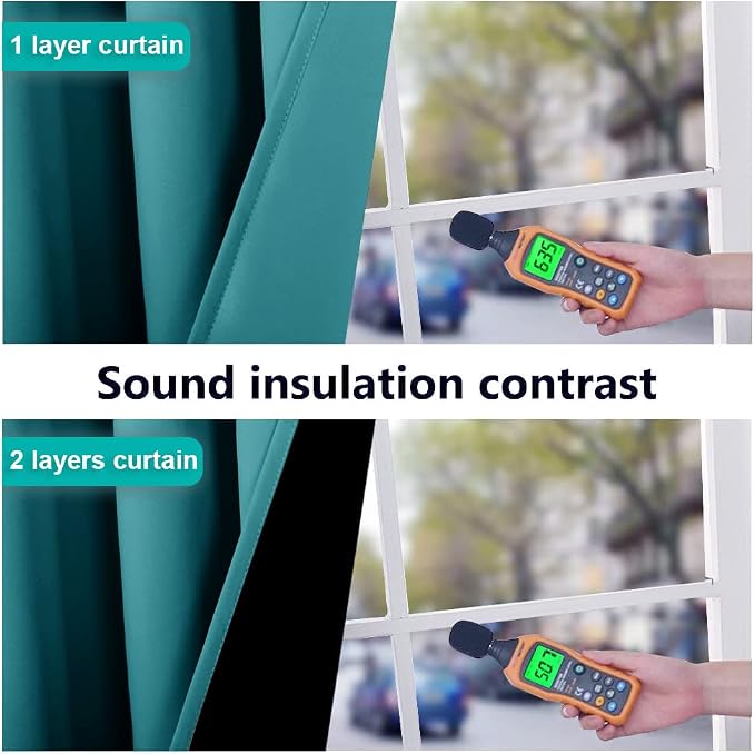 NICETOWN 100% Blackout Window Curtain Panels, Full Light Blocking Drapes with Black Liner for Nursery, 72-inch Drop Thermal Insulated Draperies (Peacock Teal, 2 Pieces, 42-inch Wide Per Panel)