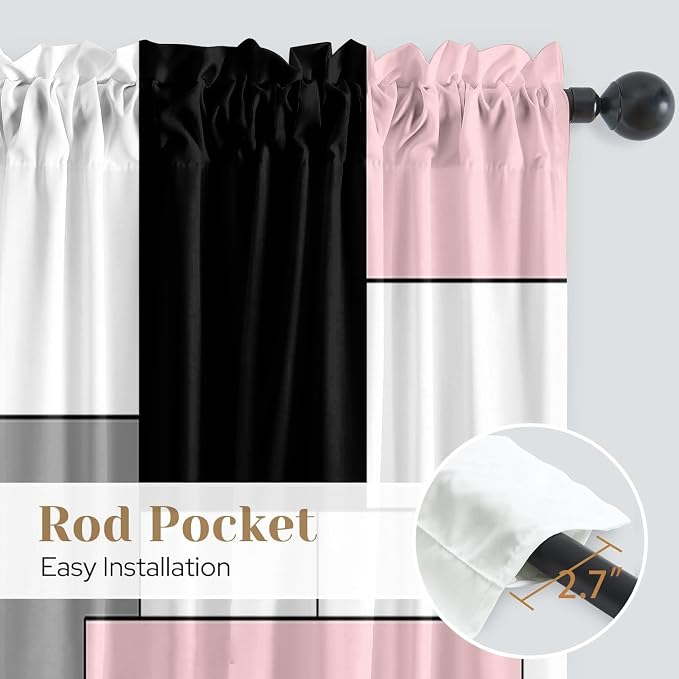 Pink and Black Curtains 84 Length for Living Room Modern Pink Black Geometry Curtains Grey Abstract Rod Pocket Curtain for Bedroom Kitchen Girls Room Window Drapes 2 Panels