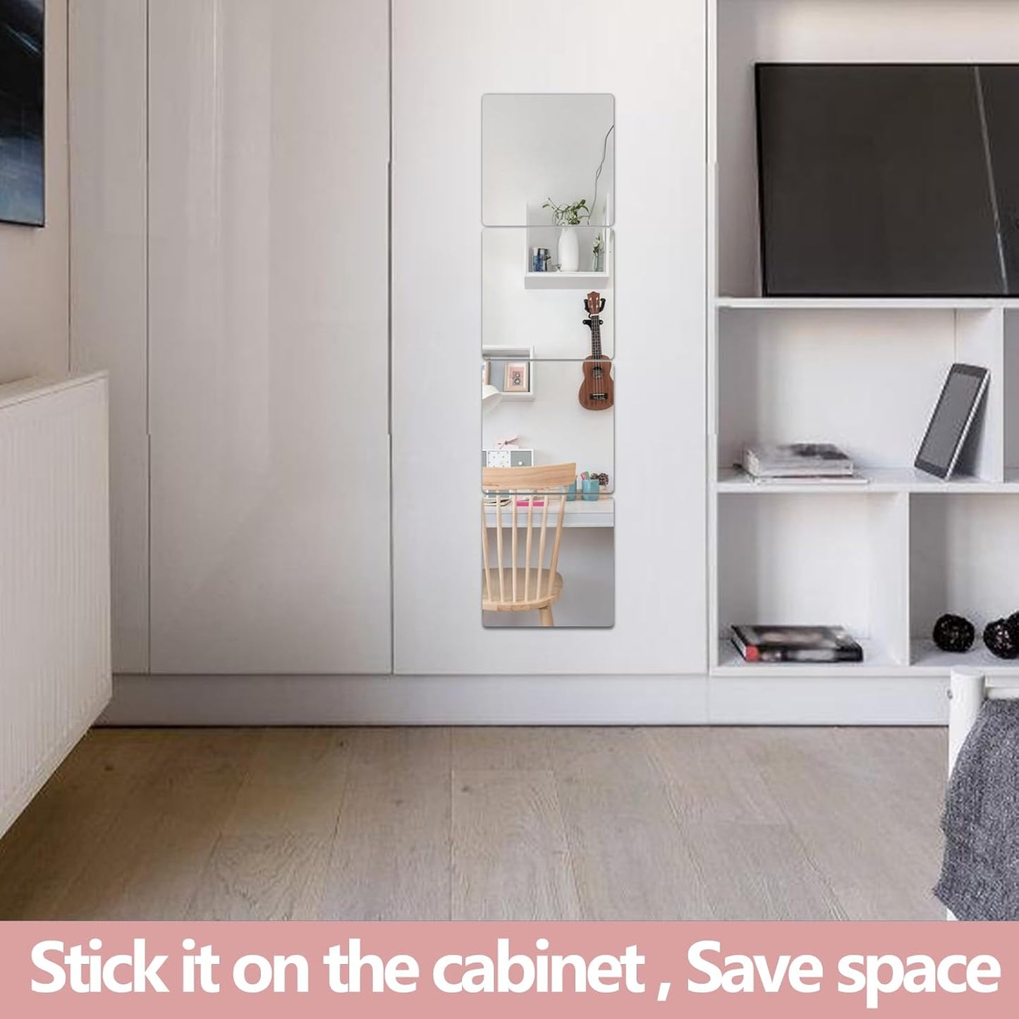 Unbreakable Full Length Wall Mirror,The Door Mirror,4Pack 16''x16'',Acrylic Kids Shatterproof Plexiglass Long Mirrors for Bedroom Closet,Children Non Glass Stick on Mirrors