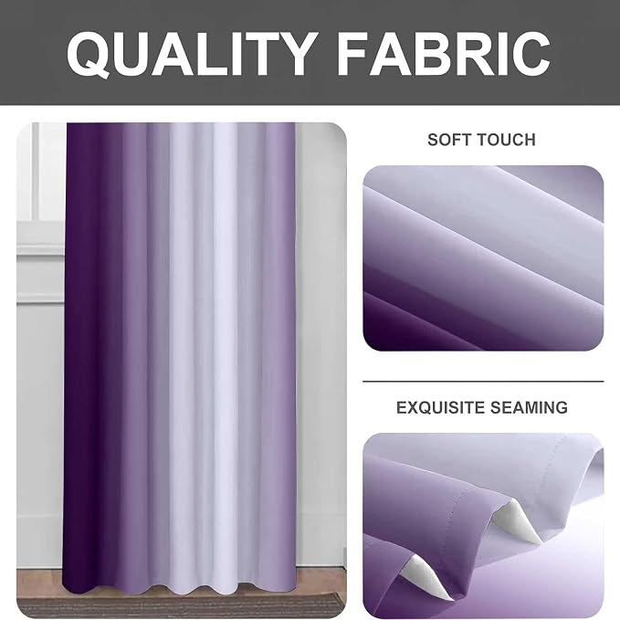 Purple Kitchen Curtains 2 Panels for Dining Room Purple and Grey White Curtain 39 inch Length Semi Sheer Rod Pocket Window Treatment Panel for Livingroom,27.5"x39"
