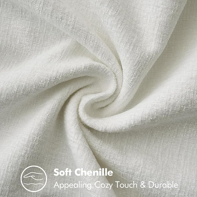 MIULEE Pack of 2 Pillow Covers 18x18 Inch Pure White Farmhouse Decorative Throw Pillow Covers with Stitched Edge Soft Chenille Solid Dyed Couch Pillow Covers for Sofa Bed Living Room