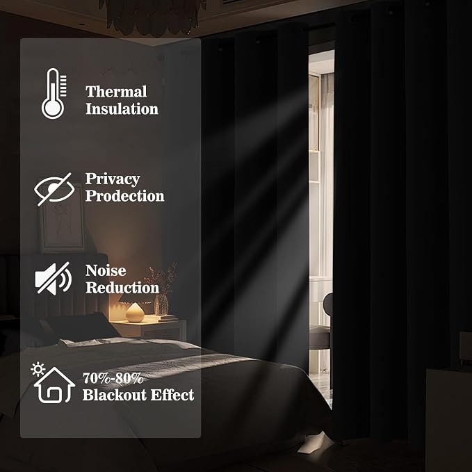 Yakamok Blackout Ombre Burnt Orange and Black Curtains-Gradient Room Darkening Curtain, Grommet Thermal Insulated Light Blocking Window Drapes Curtain for Living Room Bedroom,52 x 84 Inch,2 Panels