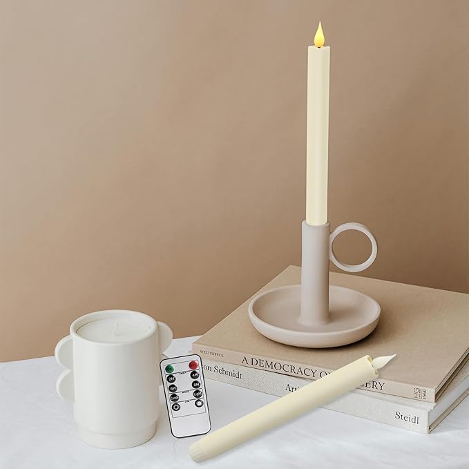 24-Pack Flameless Taper Candles, 9.25 Inch Battery Operated LED Candlesticks with Remote & Timer - Realistic Flickering Flame, Warm Ivory, Safe Smokeless for Wedding Christmas Church Party Home Decor