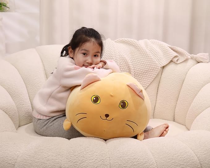 YESGIRL 20 inch Super Soft Cat Plush Pillow, Adorable Stuffed Animal Toy, Chubby Kawaii Cat Plushie for Boys Girls, Cute Room Decor Fat Animals Pillow, Kids Gifts for Birthday,Valentine,Christmas