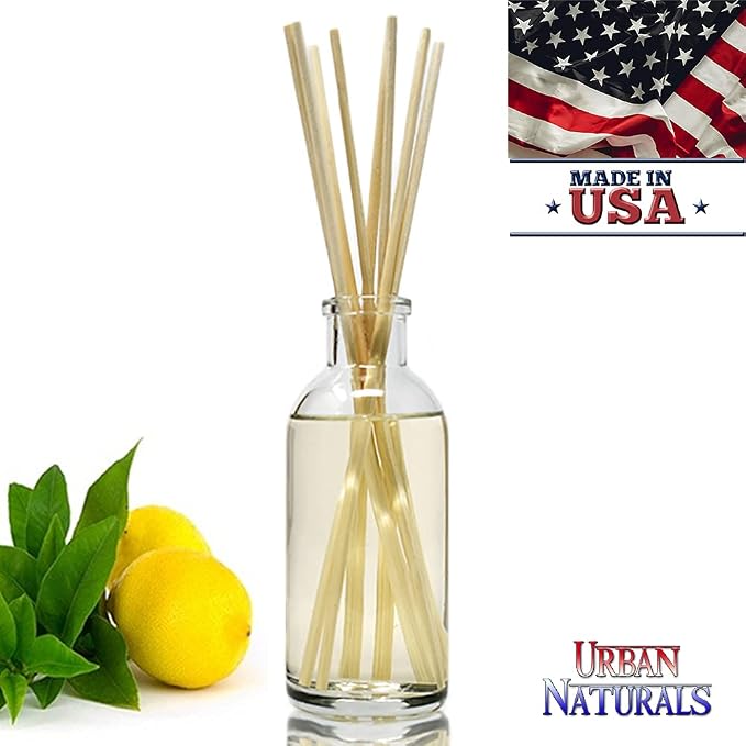 Urban Naturals Reed Diffuser Set, Lemon Verbena - Bathroom Shelf Décor | Reed Sticks, Tart, Citrus with fruity notes of Bergamot & Greens, A Cheerful Gift Idea, Made in the USA