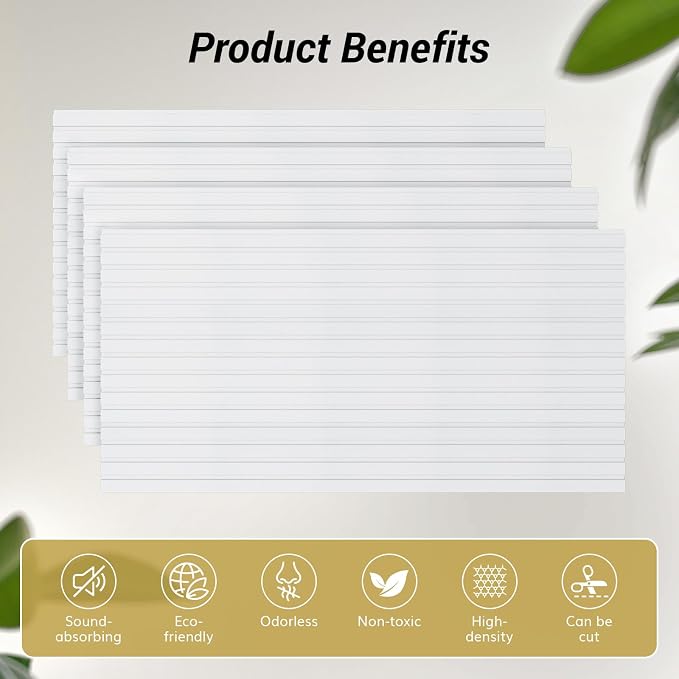 TONOR Dual-Layer Thickened Acoustic Wall Panels Self Adhesive, 8 Pack 47.2"x23.6"x0.72" High Density Large Sound Proof Panels for Walls, Peel and Stick Wall Panels for Interior Wall Décor, White