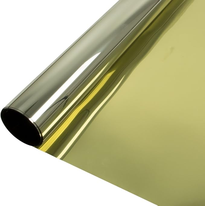 HOHOFILM 60" x 33ft Roll Gold Silver Window Tint One Way Mirror Window Film Self Adhesive Heat Rejection Privacy Protection Sun Blocking