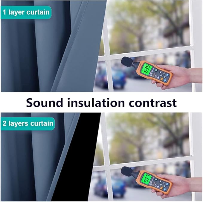 NICETOWN 100% Blackout Curtains 95 inches Long, Pair of Energy Smart & Noise Blocking Out Drapes for Baby Room Window, Thermal Insulated Guest Room Lined Window Dressing (Stone Blue, 62 inches Wide)