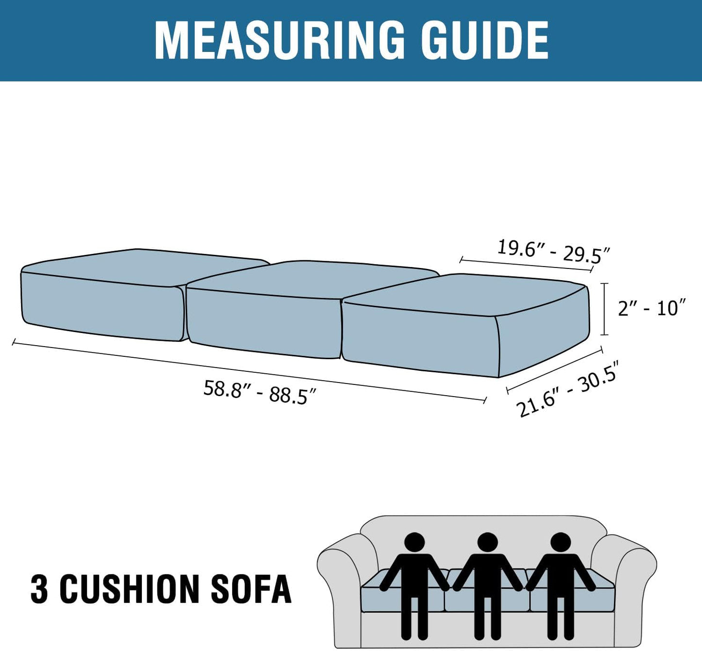 H.VERSAILTEX Velvet Stretch Couch Cushion Cover Plush Cushion Slipcover for Chair Loveseat Sofa Cushion Furniture Protector Seat Cushion Sofa Cover (3 Piece Sofa Cushion Covers, Grey)