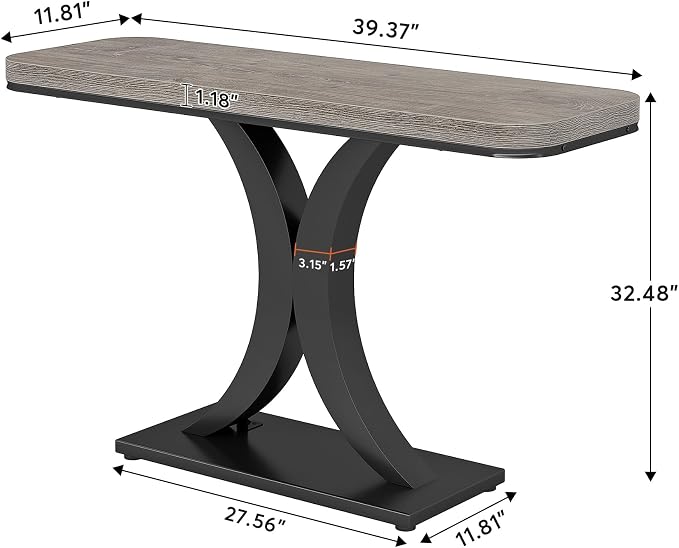 LITTLE TREE Industrial Entryway Console Table, Compact Foyer Hallway Accent Table for Small Space