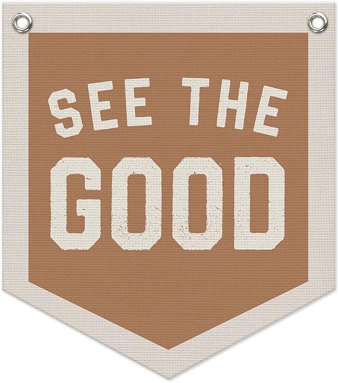 Inspirational See The Good Pennant Flags Playroom, Boy Girl Kids Nursery Decor, Vintage Inspirational Wall Hanging Decor, 12.4x14 in